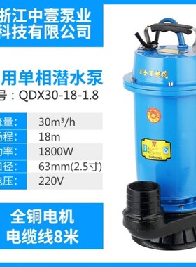 1寸2寸3寸4寸220V380vQDX1.5-32-0.75/QDXN50-100-2.2家用潜水泵
