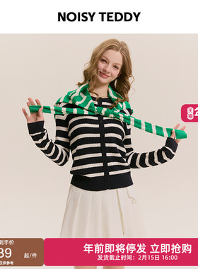 NOISY TEDDY25年秋季新款休闲复古多色女士长袖针织开衫毛衫百搭