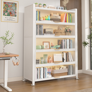 钢制书柜带柜门书架落地置物架一体靠墙可移动客厅书房防尘储物柜
