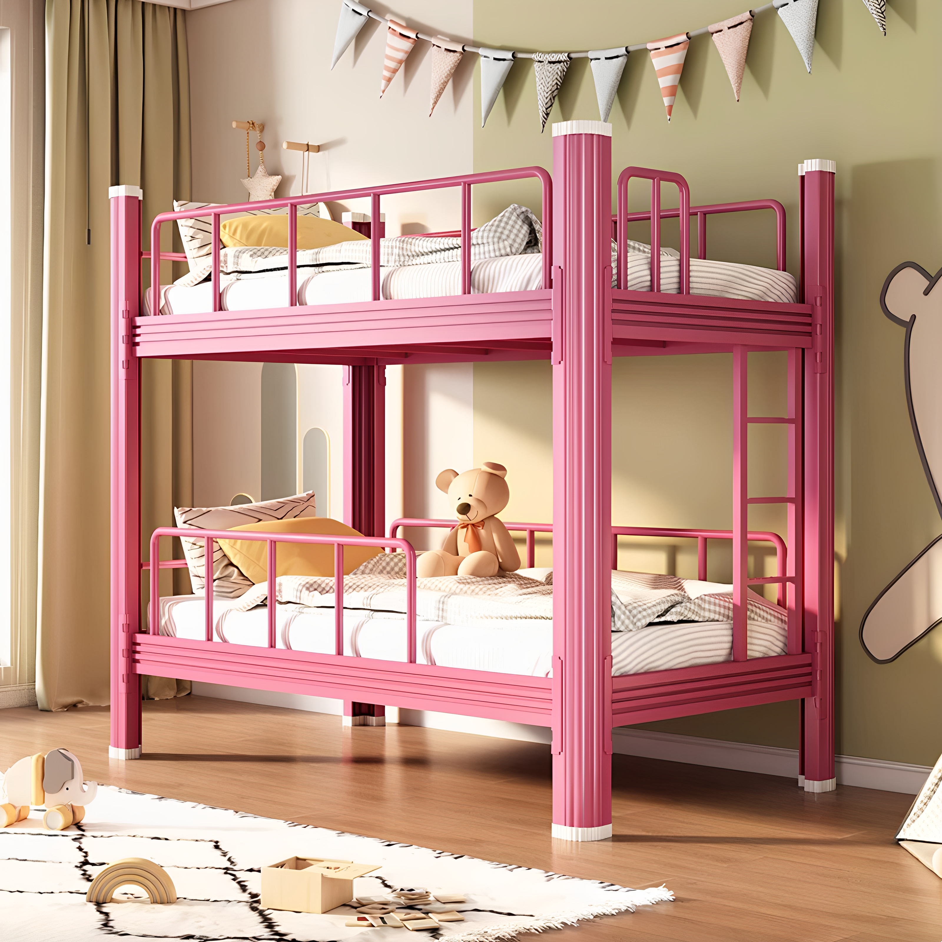 上下铺床儿童午托班上下床小学生双层床幼儿园高低床铁艺床姐弟床