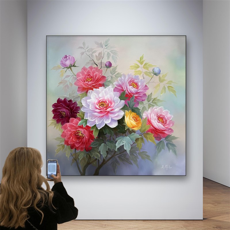 纯手绘油画牡丹花客厅装饰画玄关卧D室餐厅书房挂画花开富贵新中图片