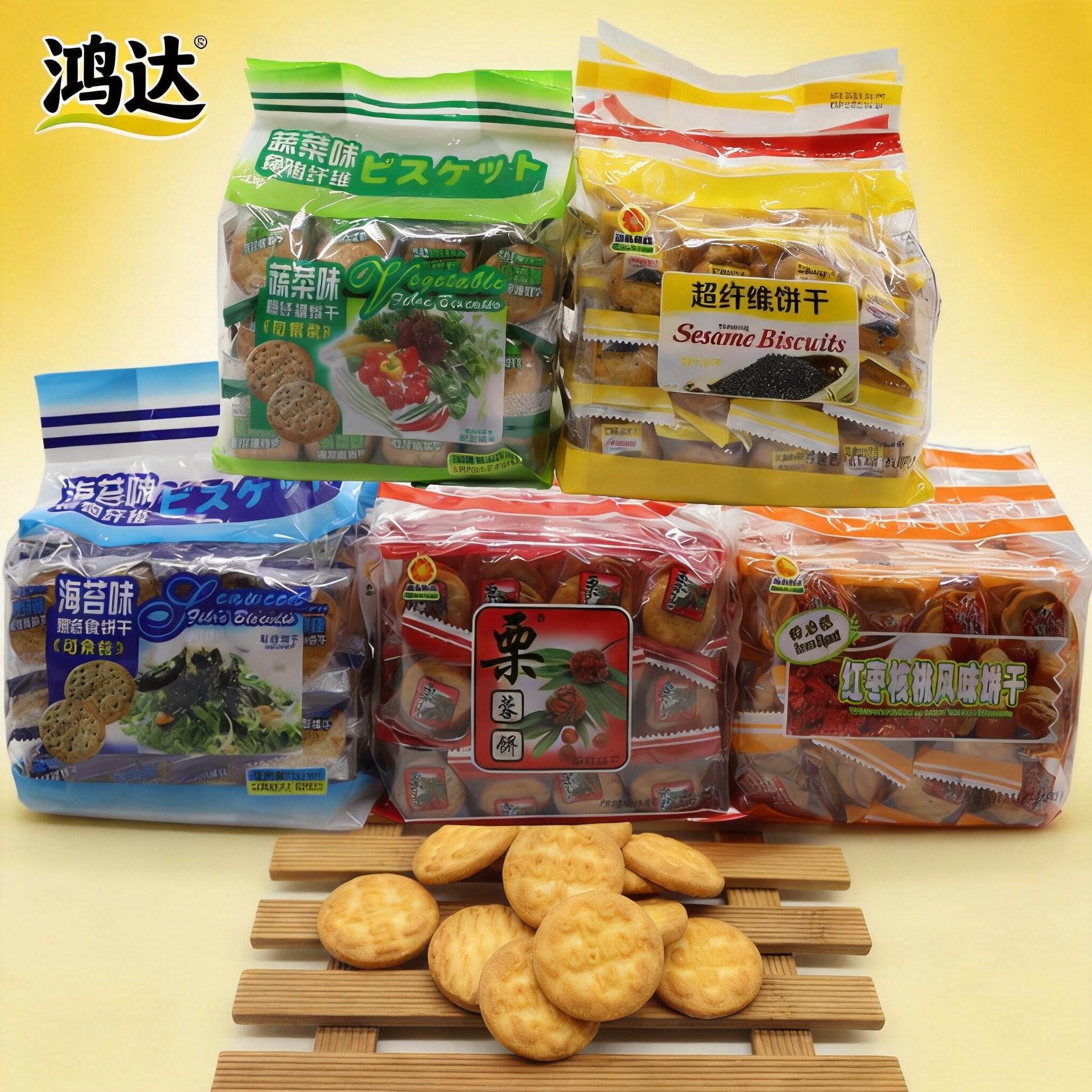 鸿达栗蓉饼干500g袋装独立小包芝麻味香酥栗子味饼干解馋早餐零食