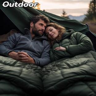 德国精品睡袋加厚保暖珊瑚绒睡衣冬季户外旅行防寒单人双人露营服