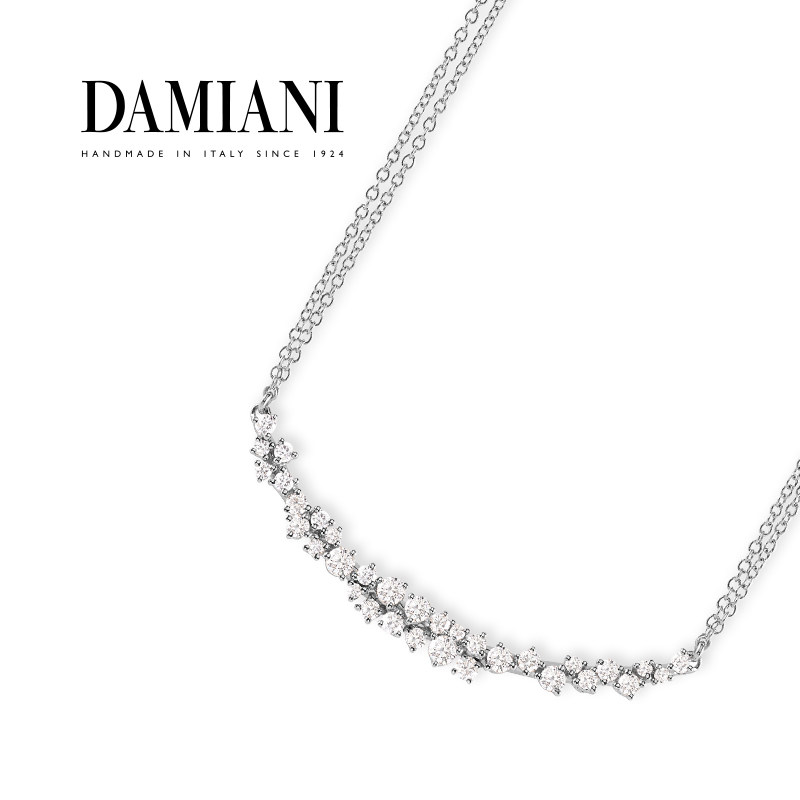 DAMIANI/玳美雅 绒花系列18K白金玫瑰金钻石项链意大利手工颈饰