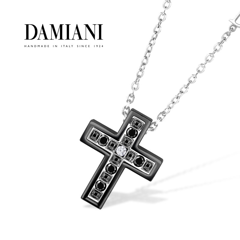 DAMIANI/玳美雅 华彩年代18K金黑钻石十字架项链意大利手工奢侈品