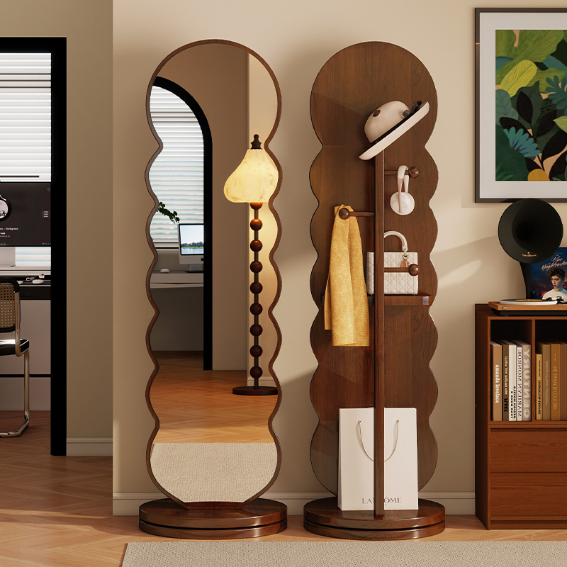 旋转全身镜落地镜家用卧室可移动试衣大镜子带挂衣帽架一体穿衣镜