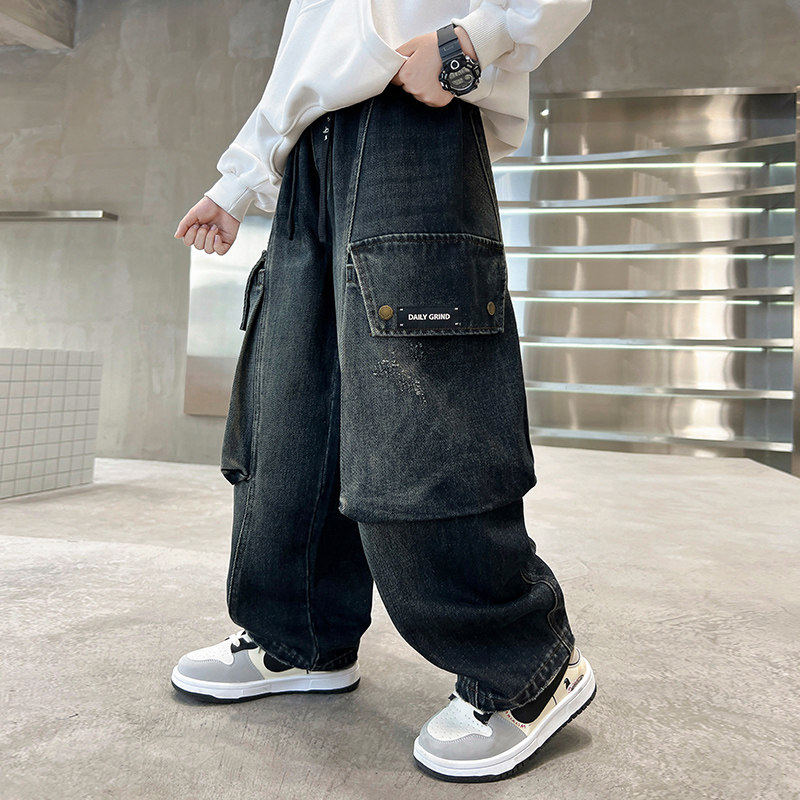 左西风云儿童套装男童春秋款牛仔裤子2026新款男孩中大童休闲春季