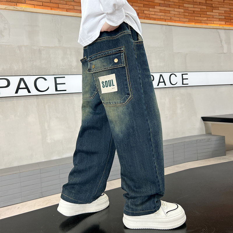 左西风云儿童装男童春秋款牛仔裤子2026新款男孩中大童春装休闲长