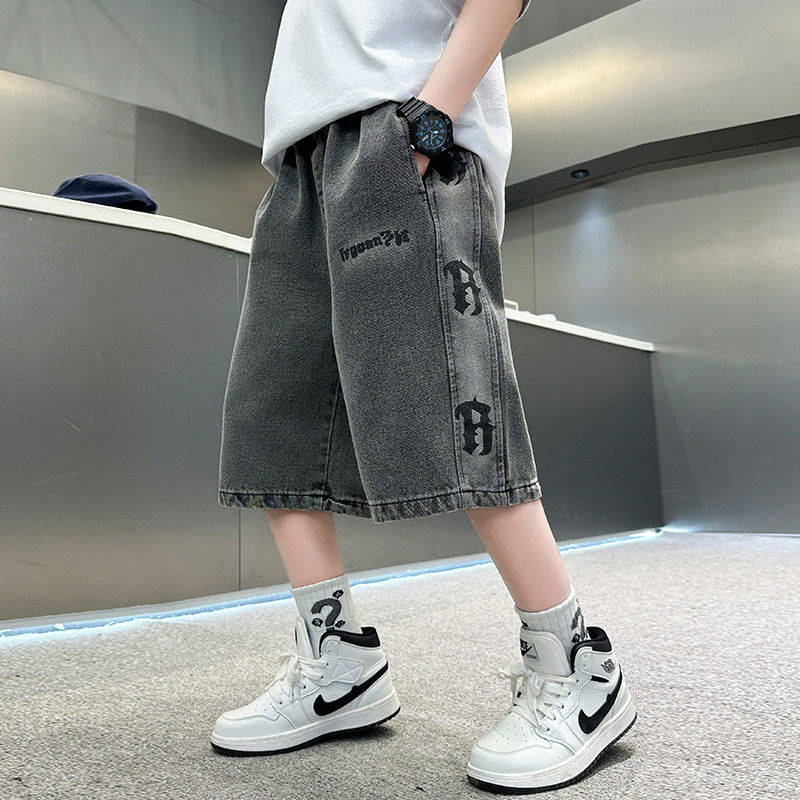 左西风云儿童装男童夏季短裤裤子2026新款牛仔裤中裤中大童薄款夏