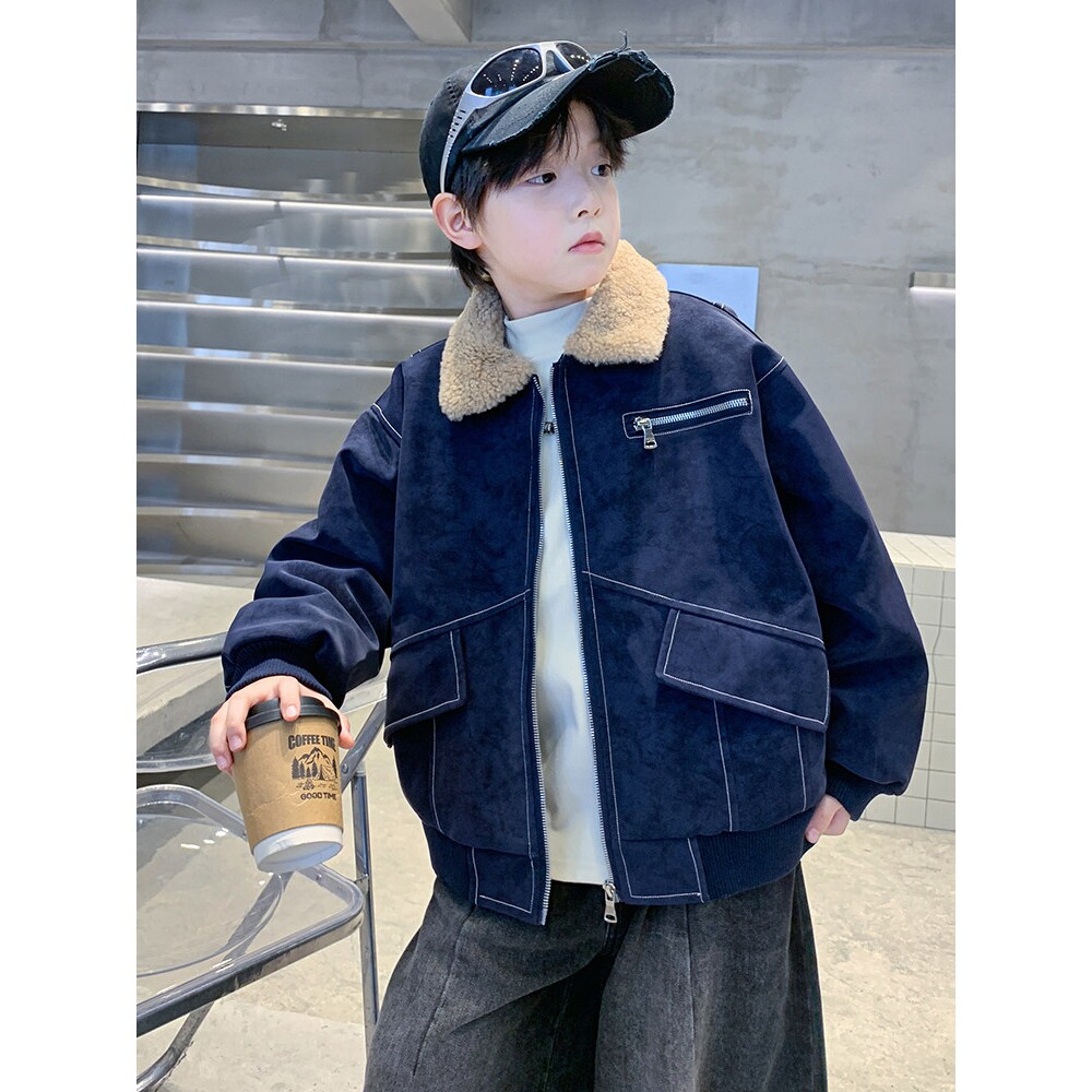 儿童装男童冬装加绒外套2026新款秋冬款男孩加厚冬季中大童衣服潮