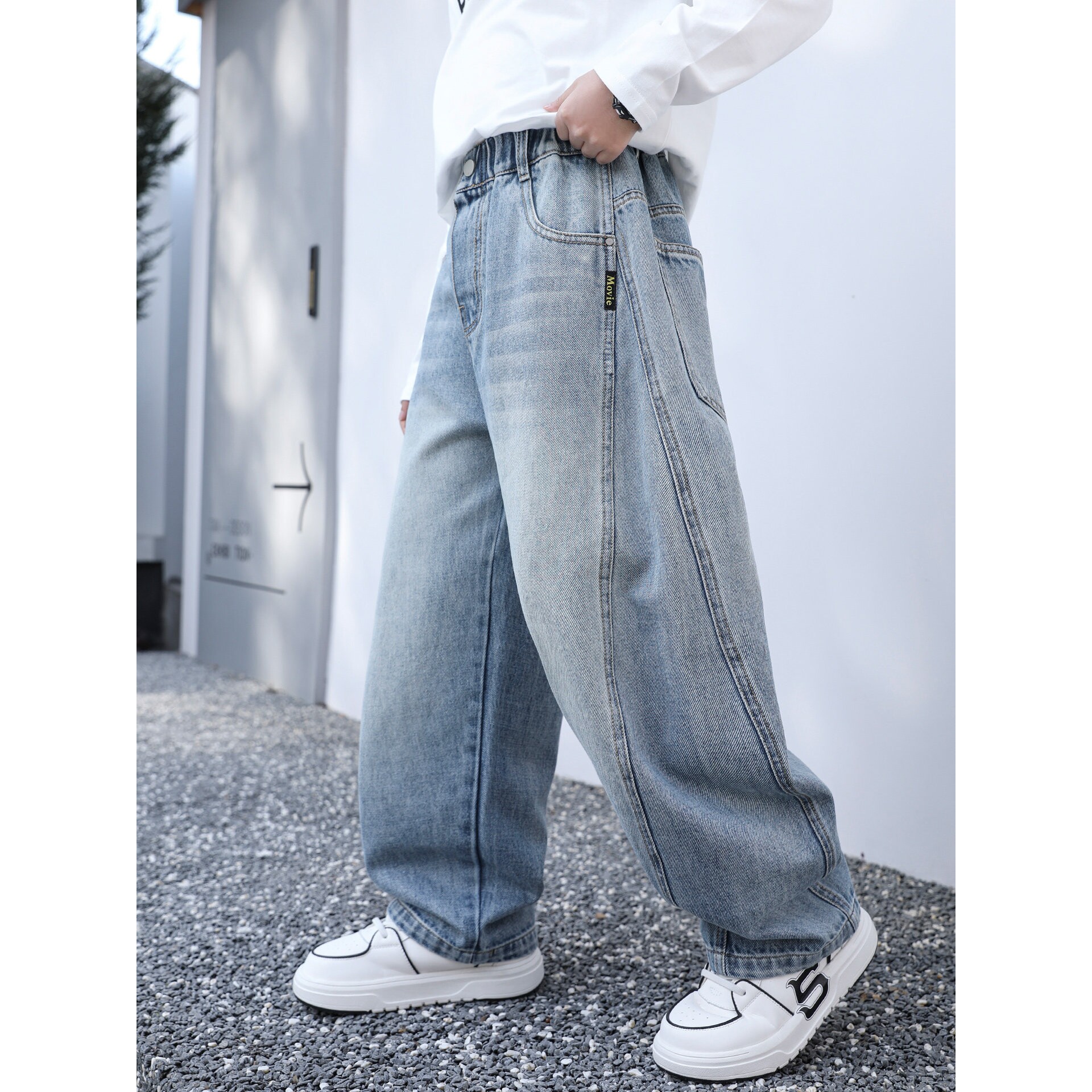 左西风云儿童装男童春秋款牛仔裤子2026新款春装休闲男孩春季中大