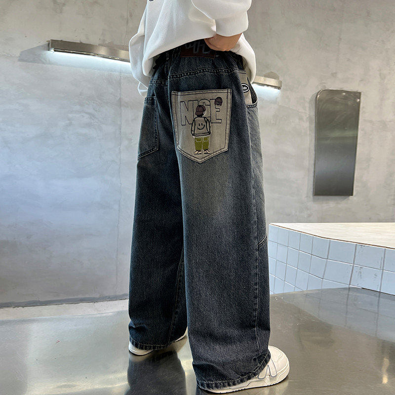 左西风云儿童套装男童春秋款牛仔裤子2026新款春装男孩春季休闲中