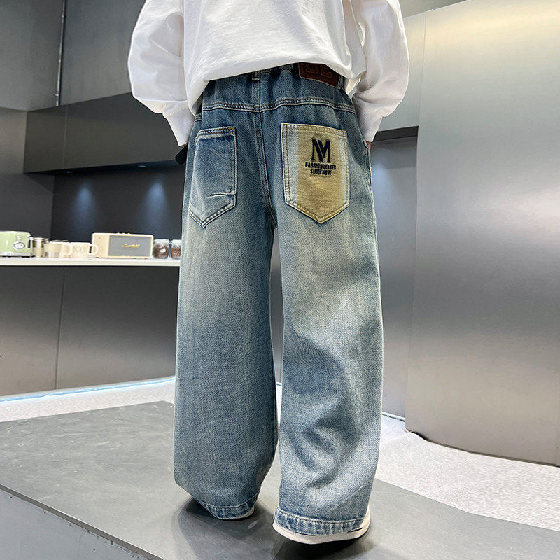 左西风云儿童套装男童春秋款牛仔裤子2026新款春季休闲春装长裤中