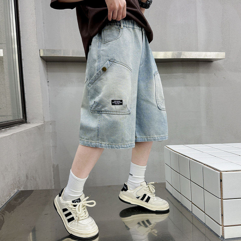 左西风云儿童装男童夏季短裤裤子2026新款中大童夏装牛仔裤薄款中