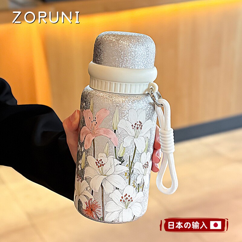 日本钛杯保温杯大容量女生带盖子泡茶杯覆钛内胆水杯高颜值可携式