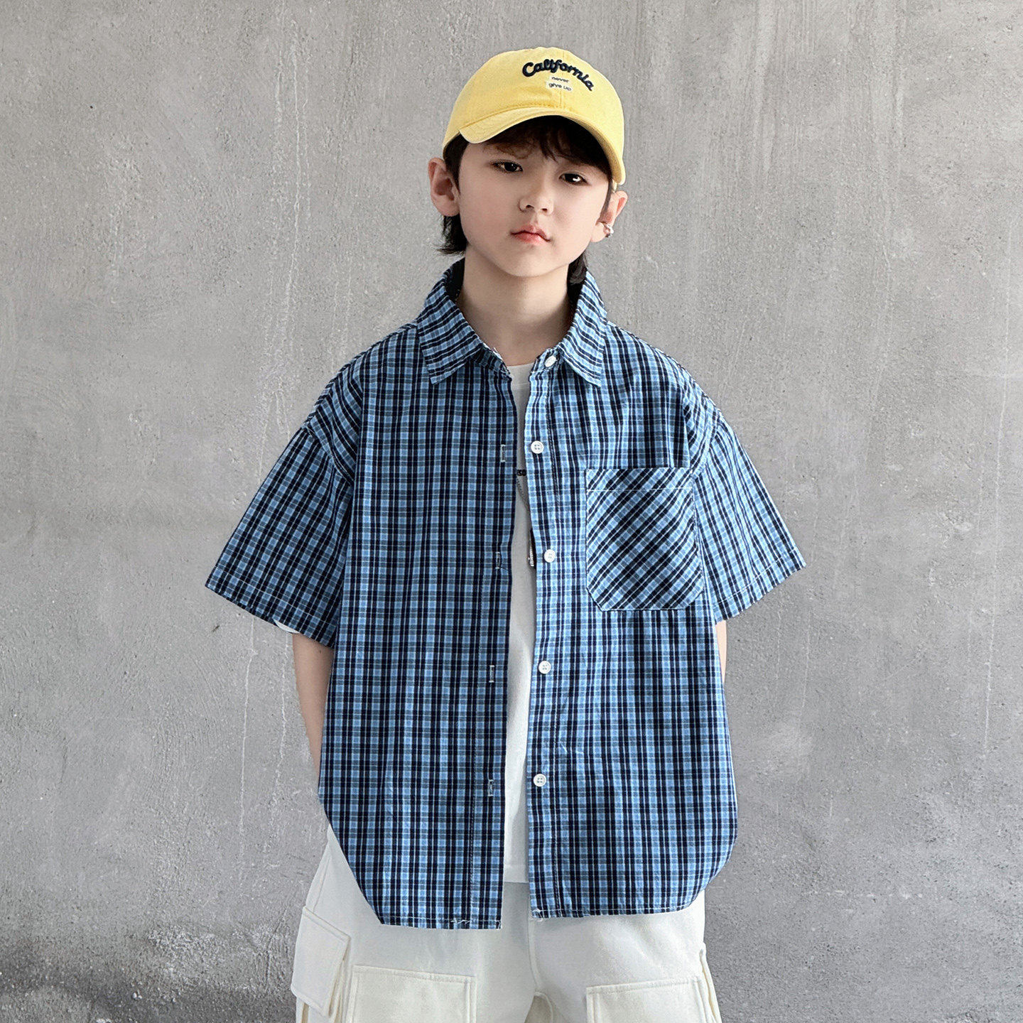 左西风云童装男童夏季短袖衬衫2026新款夏装薄款男孩夏款中大儿童