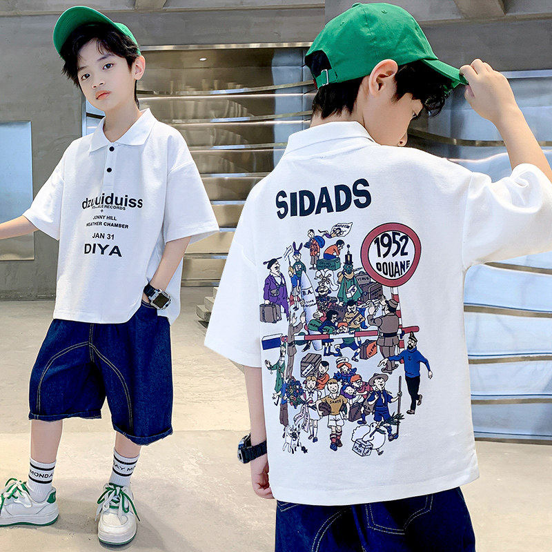 左西风云儿童装男童夏装T恤短袖polo衫2026新款夏季夏款中大童纯