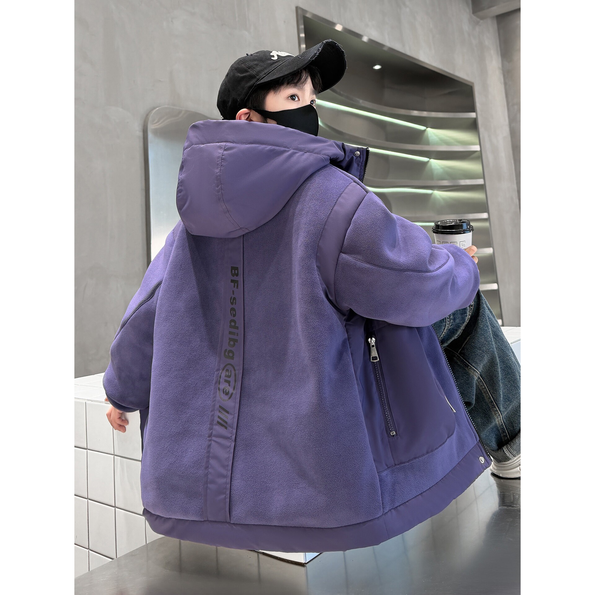 左西官方旗舰店男童夹棉外套2026秋冬新款大儿童加厚二棉服男孩摇
