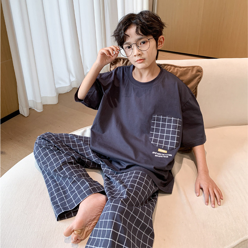 左西官方旗舰店儿童装男童夏季睡衣家居服套装夏装夏款纯棉男孩中