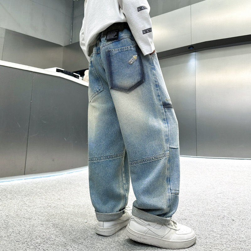 左西风云儿童装男童春秋款牛仔裤子2026新款春装长裤休闲中大童春