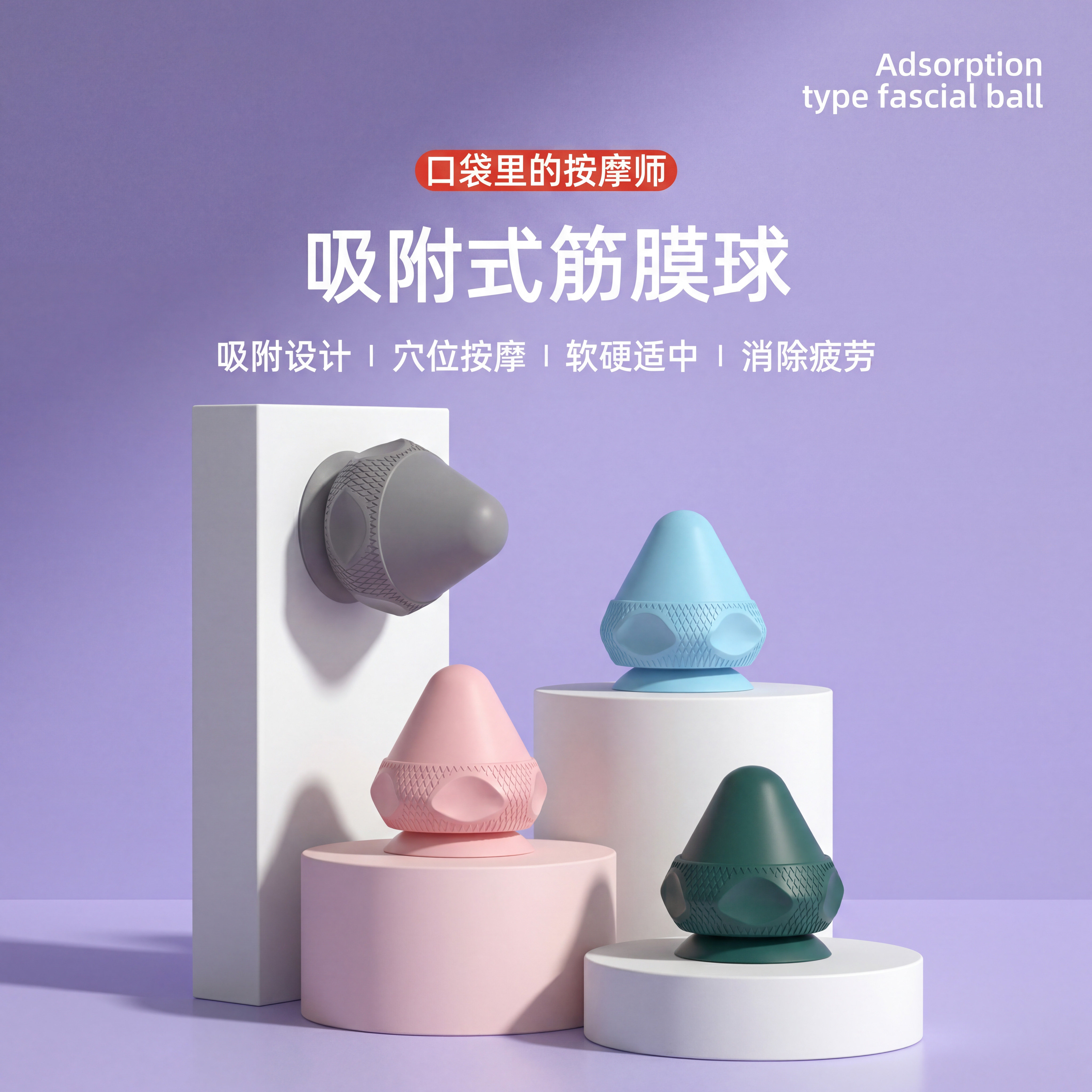 吸附式筋膜球软硬适中穴位按摩消除疲劳便携肌肉放松球