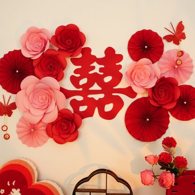 背景墙女婚房布置套装高级方结婚男感婚礼新房床头喜字方卧室装饰