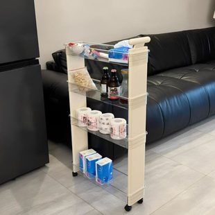 落地小推车置物架夹缝收纳柜收纳架零食奶油多层门后风窄架可移动