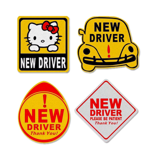 NEW DRIVER凯蒂猫新手上路实习反光汽车摩托电动机箱装饰贴纸