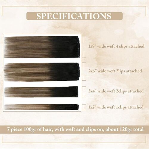 Double Weft Clip in Hauir Extensions  Real Human Hair 7pc