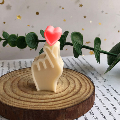 极速New 3D Gesture Lovre Candle Silicone Mould Handmade Scen