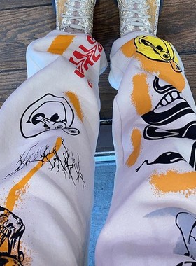 InstaHot Women Sweat sPant Harajuku Cartoon Printed Trousers