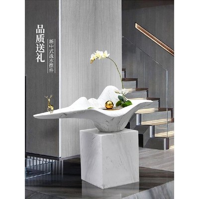 现代别墅入口流j水摆件客厅大型落地循环水楼梯口喷泉景观玄关装