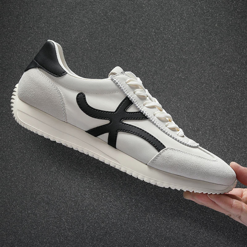 白色阿甘鞋男款2026新款春季皮布拼接透气松弛感德训鞋运动休闲鞋