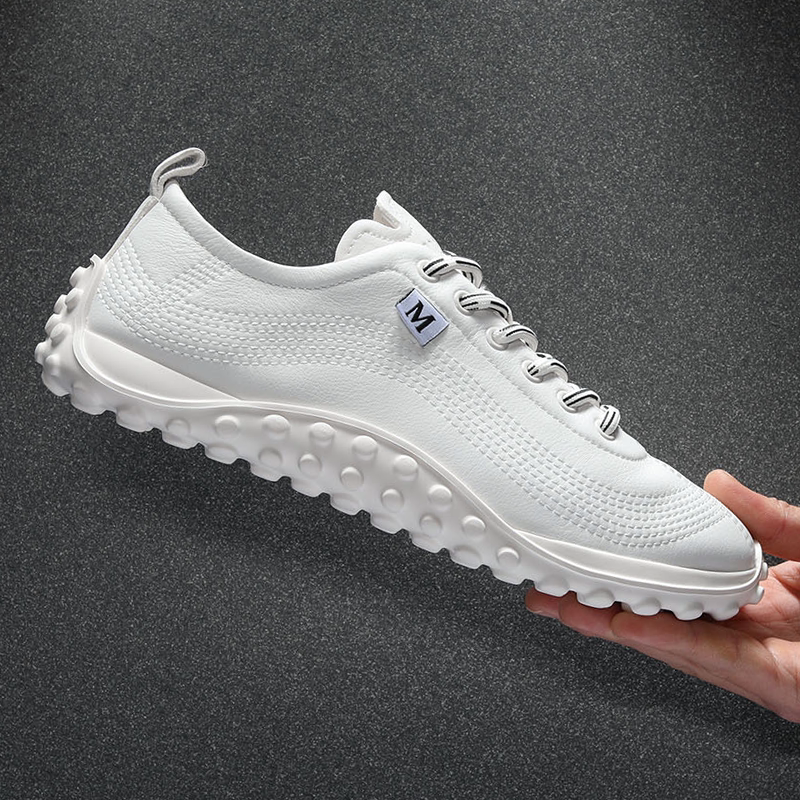 真皮运动男鞋2026新款春季鞋子男款发泡轻软底休闲鞋透气跑步鞋白