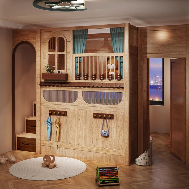 姐弟s型上下床全实木双人高低双层小户型一儿一女互不干扰子母床