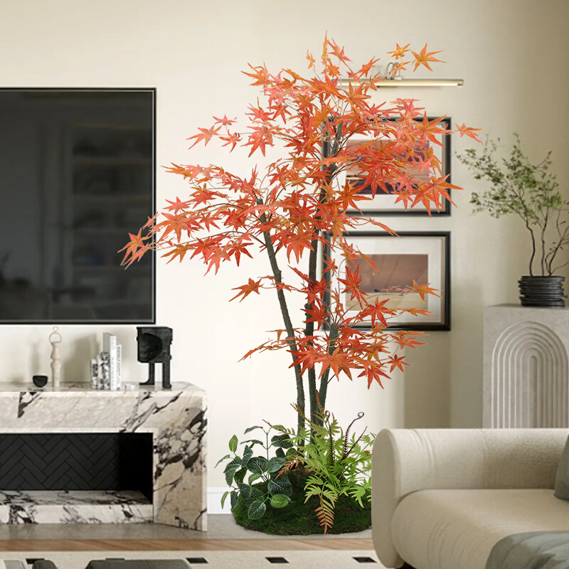 轻奢仿真散尾葵室内客厅装饰落地假植物造景仿生绿植盆栽红枫