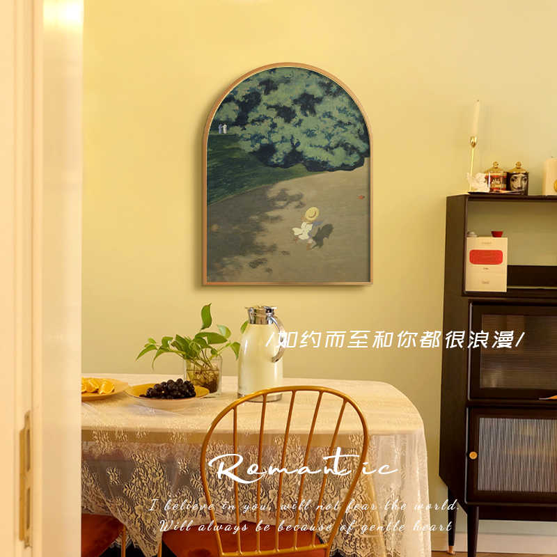 法式客厅拱形装饰画复古轻奢玄关墙壁画挂画卧室书房北欧风景油画图片