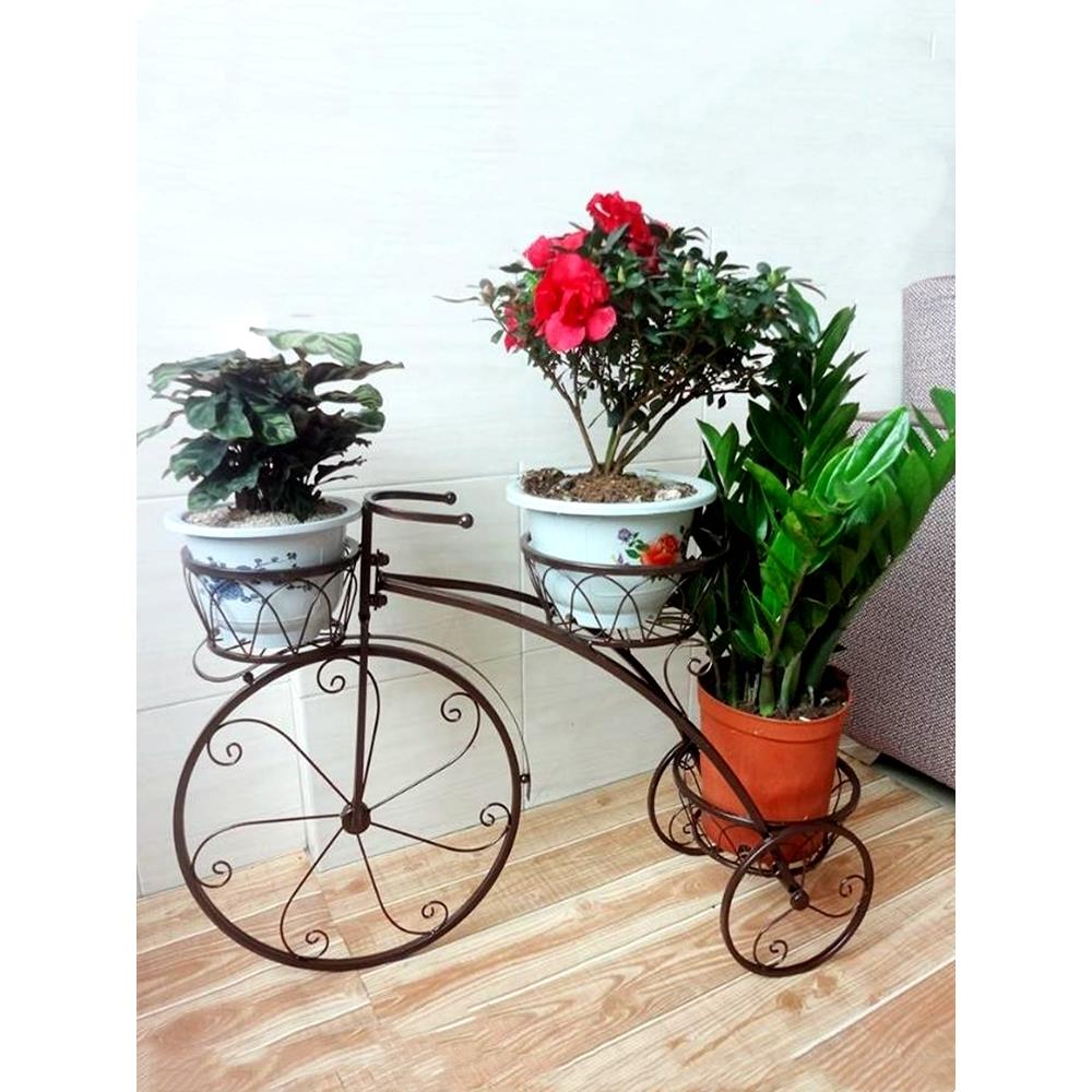 花架客厅欧式铁艺艺术造型阳台室内自行车多肉落地绿萝花盆置物架