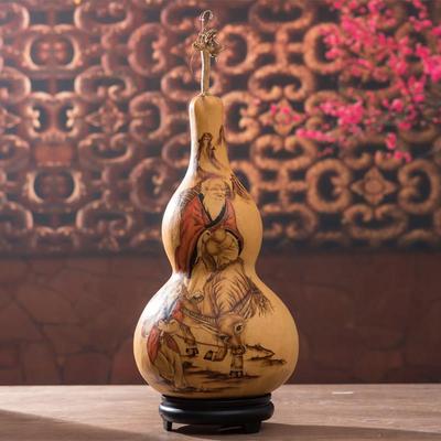 书房摆设家居饰品客厅摆件手工烙画葫芦老子出关送人礼品特色工艺