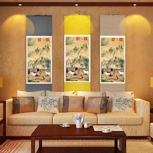 清郎世宁骏马图 百骏局部图工笔国画卷轴家装挂画已装裱 已装裱