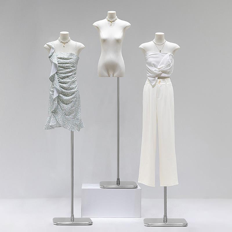 新款扁身模特道具女半身人台女装橱窗扁平胸假人服装店展示架全身