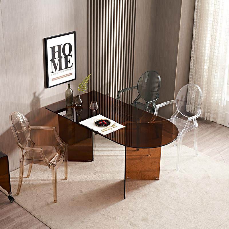 网红钢化玻璃岛台餐桌一体家用小户型现代简约轻奢桌子吃饭长方形,住宅家具,玻璃餐桌,淘宝优惠券,粉丝福利购,淘宝优惠卷