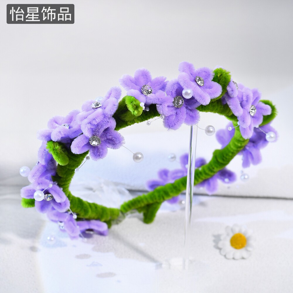 森系紫色花朵新娘花环头饰