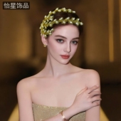 怡星轻奢气质新娘头饰金色水钻发饰可摆造型发带原创新款 头带A368