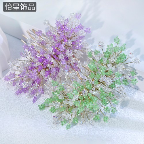 怡星新款高级感发梳气质时尚百搭发饰水晶花朵头饰优雅头花A412