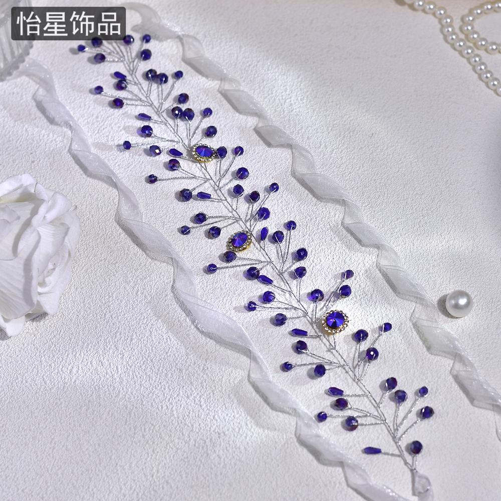 怡星美式连衣裙紧身裙腰饰腰链蓝水钻宝石洋气气质女士配饰SA273