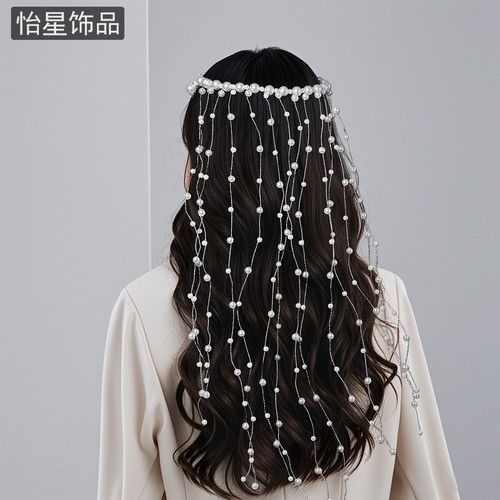 怡星新款珍珠脏脏辫发链网红甜酷发绳星星流苏发饰编发头绳A171