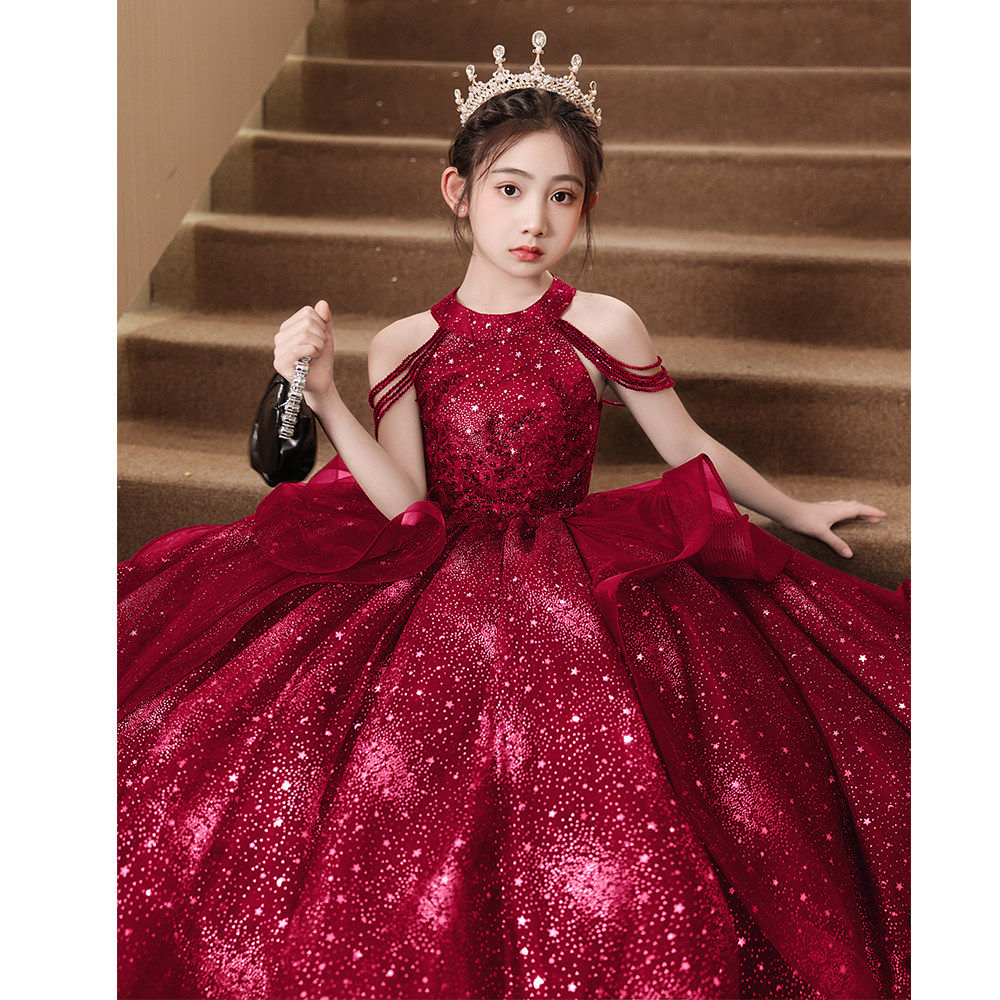 女童礼服轻奢小众高端花童生日公主裙儿童绝美主持人钢琴表演出服