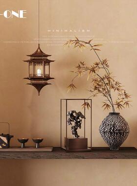 宋代美学样板间陶瓷摆件高级感茶室玄关侘寂风茶桌搭配装饰品摆设