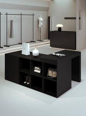服装店桌子中岛展示台女装鞋包陈列道具买手店网红黑色流水台定制
